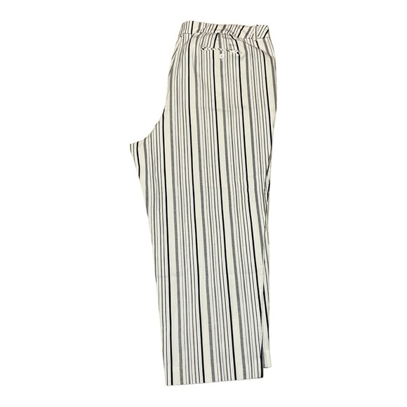 Valerie Stevens Striped Flat Front Straight Leg Ankle Pant Navy White Plus 24W - Picture 7 of 10